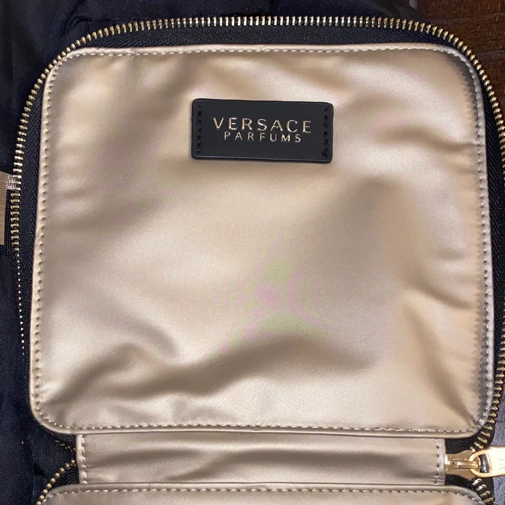 New! Versace Large Black Foldable Weekend Tote with Gold Accents - Picture 14 of 16